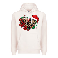 Pale Pink christmas paw heart Premium Hoodie - MaliasSmallBusiness