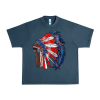 Midnight Navy american flag indian headdress Urban Heavy Tee - RanaPortraitStore