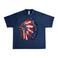 Navy american flag indian headdress Urban Heavy Tee - RanaPortraitStore