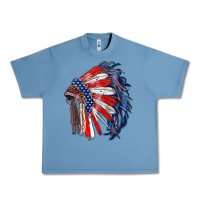 Pebble Blue american flag indian headdress Urban Heavy Tee - RanaPortraitStore