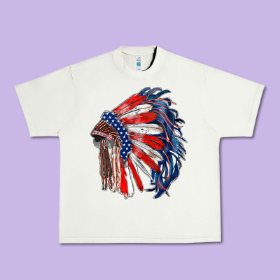 American Flag Indian Headdress Urban Heavy Tee Designed By Ranaportraitstore
