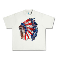 Pistachio american flag indian headdress Urban Heavy Tee - RanaPortraitStore