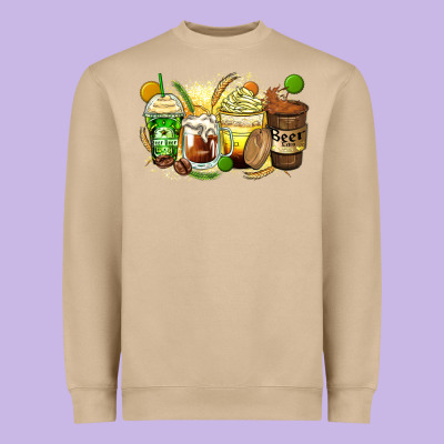 Beer Coffee Cups Heavyweight Sweatshirt Designed By Zillion Design Studio