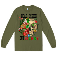 Army Green Dead İnside But Merry Human Skull Long Sleeve Tee - FaDigitalArtStudio