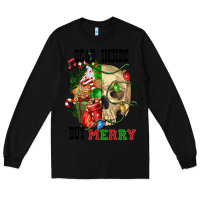 Black Dead İnside But Merry Human Skull Long Sleeve Tee - FaDigitalArtStudio
