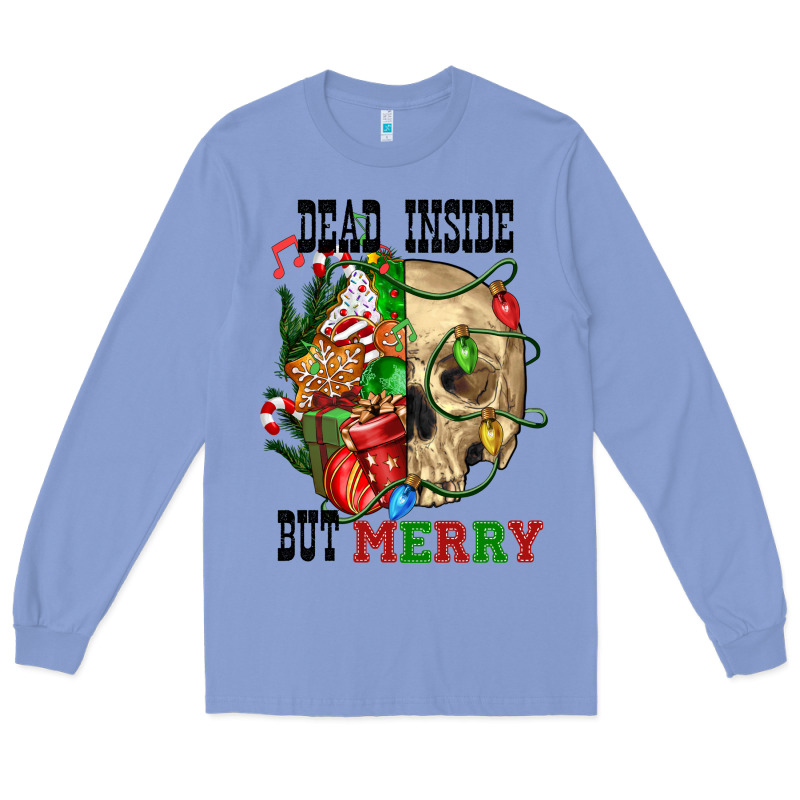 Dead İnside But Merry Human Skull Long Sleeve Tee by FaDigitalArtStudio | Teevron