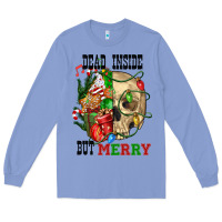Colony Blue Dead İnside But Merry Human Skull Long Sleeve Tee - FaDigitalArtStudio