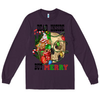 Plum Dead İnside But Merry Human Skull Long Sleeve Tee - FaDigitalArtStudio