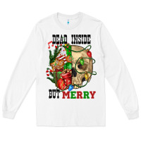 White Dead İnside But Merry Human Skull Long Sleeve Tee - FaDigitalArtStudio