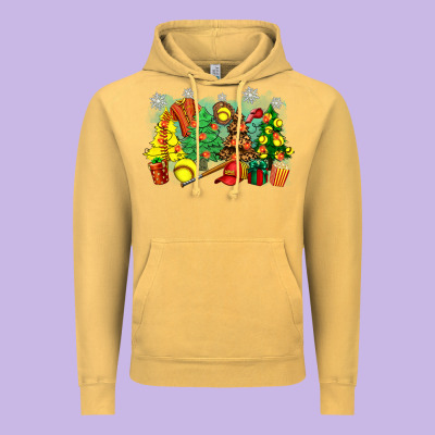 Christmas Trees With Softball Vintage Hoodie Designed By Zillion Design Studio