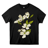 Black American Dogwood Flower Illustrations Heavy Core Tee - LillyAllenDesigns