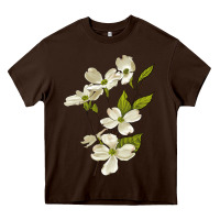 Chocolate Brown American Dogwood Flower Illustrations Heavy Core Tee - LillyAllenDesigns