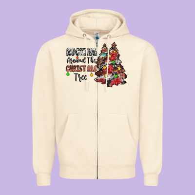 Rocking Around The Christmas Tree Zipper Hoodie Designed By Jahusdesignshop