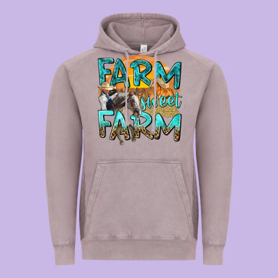Vintage Hoodie farm sweet farm with horses