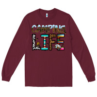 Burgundy camping life Long Sleeve Tee - CowhideDigitalArt