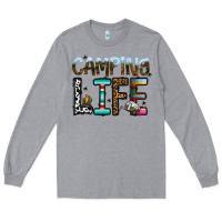 Heather Grey camping life Long Sleeve Tee - CowhideDigitalArt