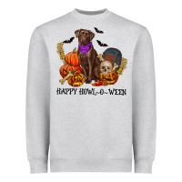 Heather Grey Happy howl o ween Heavyweight Sweatshirt - RanaPortraitStore