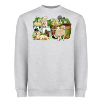 Heather Grey sheep coffee cups Heavyweight Sweatshirt - Zillion Design Studio