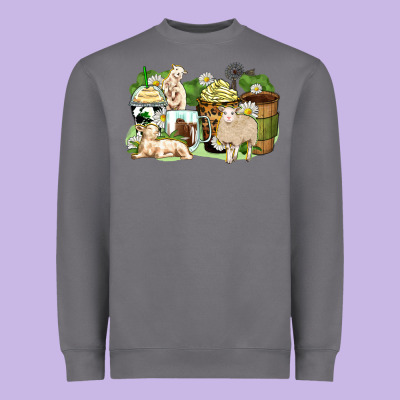 Sheep Coffee Cups Heavyweight Sweatshirt Designed By Zillion Design Studio