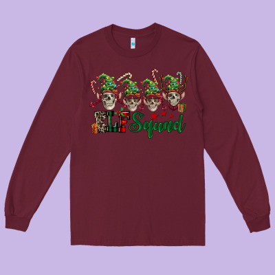 Elf Squad Skulls Long Sleeve Tee Designed By Fadigitalartstudio