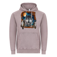 Vintage Zinc Wolf And Feathers Vintage Hoodie - RanaPortraitStore