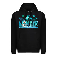 Black hello winter snowman Premium Hoodie - MaliasSmallBusiness