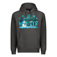 Charcoal Heather hello winter snowman Premium Hoodie - MaliasSmallBusiness