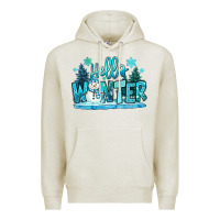 Oatmeal Heather hello winter snowman Premium Hoodie - MaliasSmallBusiness