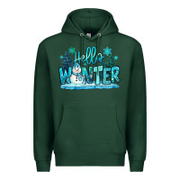Sports Green hello winter snowman Premium Hoodie - MaliasSmallBusiness