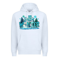 White hello winter snowman Premium Hoodie - MaliasSmallBusiness