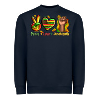 Navy peace love juneteenth Heavyweight Sweatshirt - texasbilliewilder