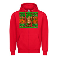 Red st patricks day long haired cow Zipper Hoodie - Jasminsmagicworld