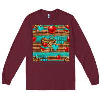 Burgundy teacher life seamless pattern Long Sleeve Tee - HRA Design Shop