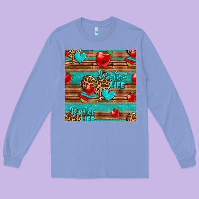 Teacher Life Seamless Pattern Long Sleeve Tee Designed By Hra Design Shop