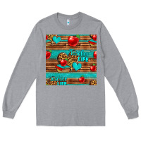 Heather Grey teacher life seamless pattern Long Sleeve Tee - HRA Design Shop
