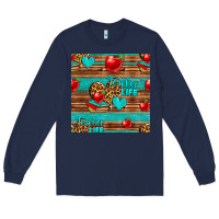 Navy teacher life seamless pattern Long Sleeve Tee - HRA Design Shop