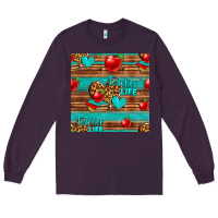 Plum teacher life seamless pattern Long Sleeve Tee - HRA Design Shop