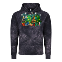 Cloud Black christmas trees with hockey Vintage Hoodie - Zillion Design Studio