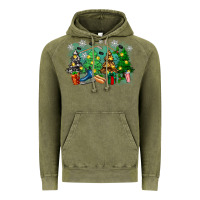 Vintage Olive christmas trees with hockey Vintage Hoodie - Zillion Design Studio
