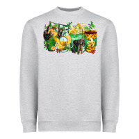 Heather Grey monkey coffee cups Heavyweight Sweatshirt - Zillion Design Studio