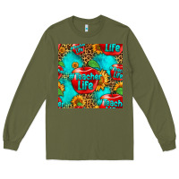 Army Green teacher apple seamless pattern Long Sleeve Tee - HRA Design Shop