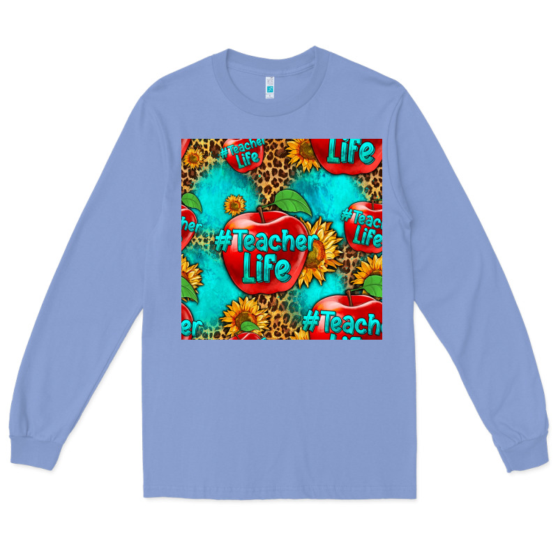 Teacher Apple Seamless Pattern Long Sleeve Tee by HRA Design Shop | Teevron