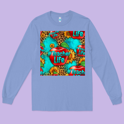 Teacher Apple Seamless Pattern Long Sleeve Tee Designed By Hra Design Shop
