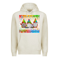 Oatmeal Heather christmas lights gnome Premium Hoodie - MaliasSmallBusiness