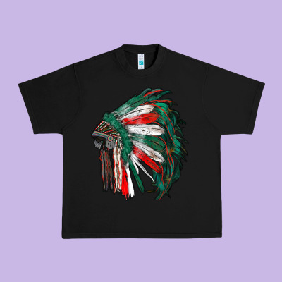 Mexican Flag Indian Headdress Urban Heavy Tee Designed By Ranaportraitstore