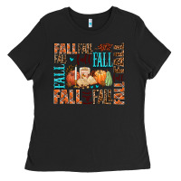 Black fall fall  amd pumpkins Ladies Tee - AdoDesignShop