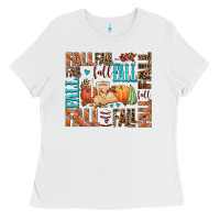 White fall fall  amd pumpkins Ladies Tee - AdoDesignShop