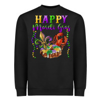 Black Happy Mardi Gras Fleur De Lis King Cake Crawfish Heavyweight Sweatshirt - RanaPortraitStore
