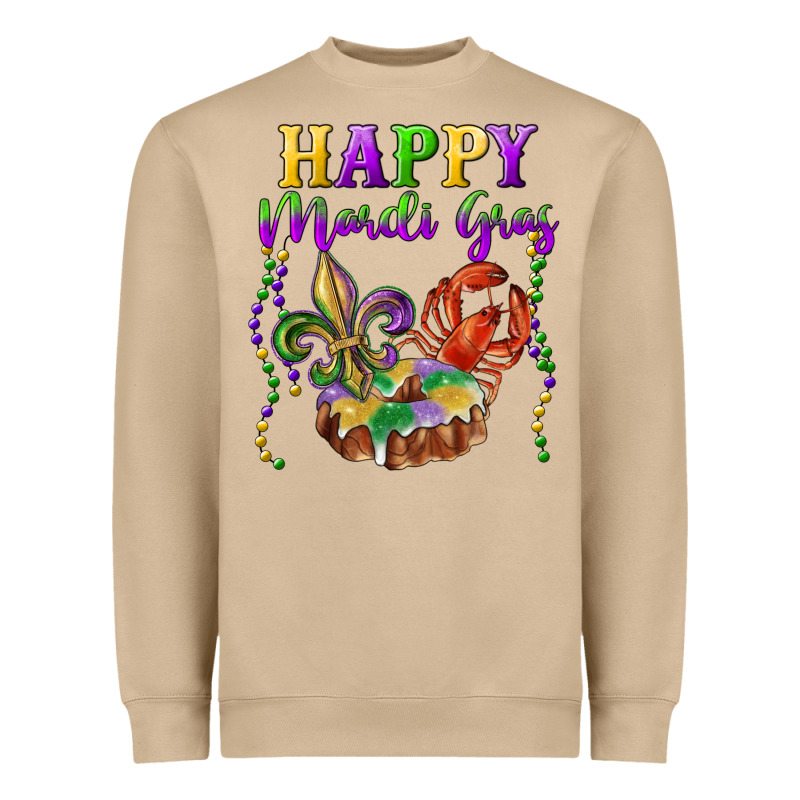 Happy Mardi Gras Fleur De Lis King Cake Crawfish Heavyweight Sweatshirt by RanaPortraitStore | Teevron