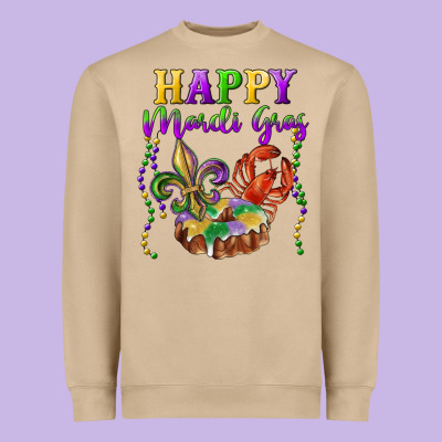 Heavyweight Sweatshirt Happy Mardi Gras Fleur De Lis King Cake Crawfish
